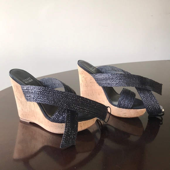 Stuart Weitzman woven leather  Alex crochet wedges - Picture 3 of 8